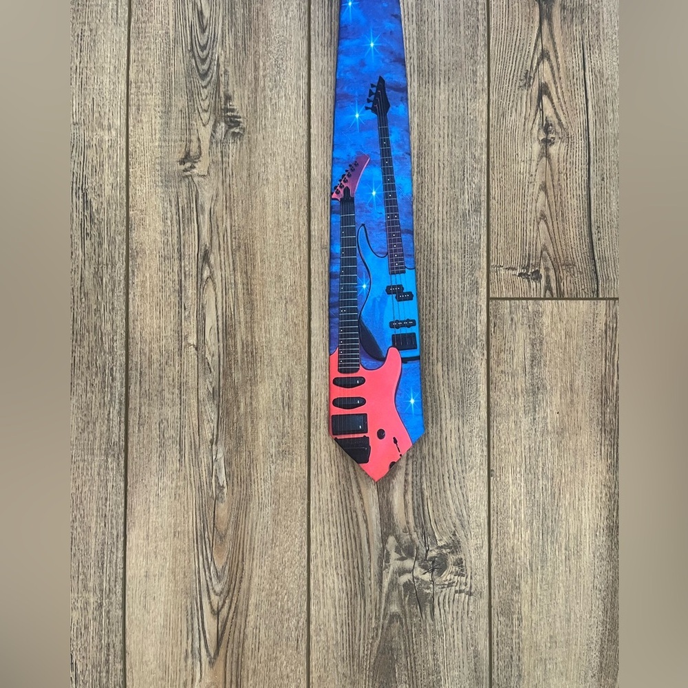 Ralph Marlin “Guitars” Novelty Tie – 1994 Music Instrument Print